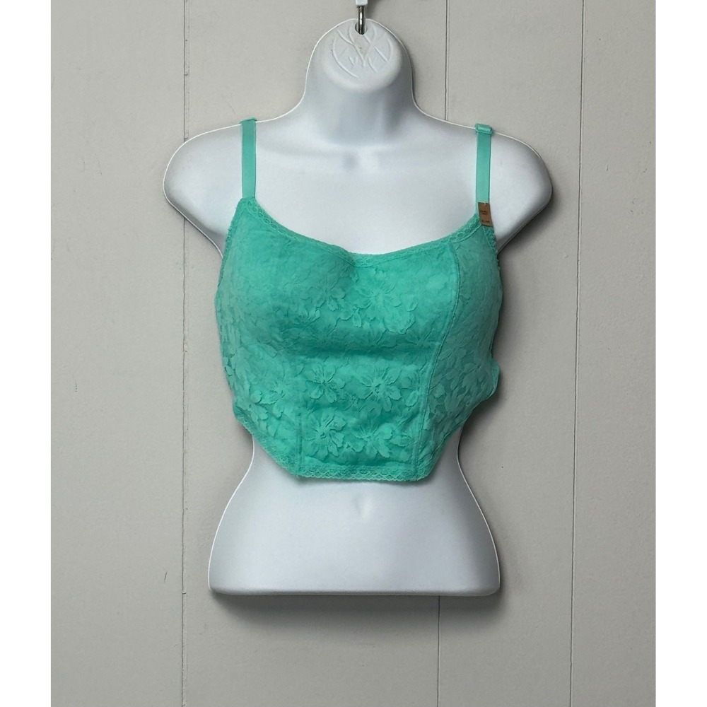 NWT Victoria's Secret PINK Mint Green Floral Lace Corset Top Longline Bra Sz XL